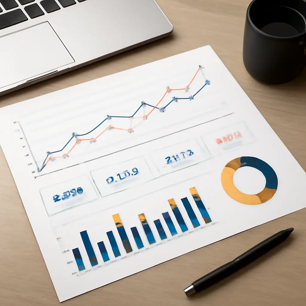 Grafy a metriky na stolu, analýza dat provozu