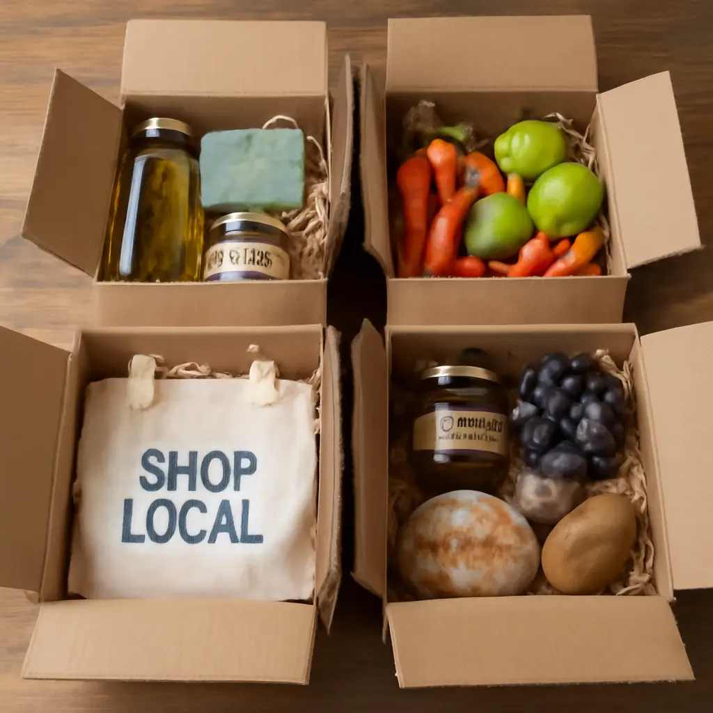 Balíčky s lokálními produkty připravené k odeslání