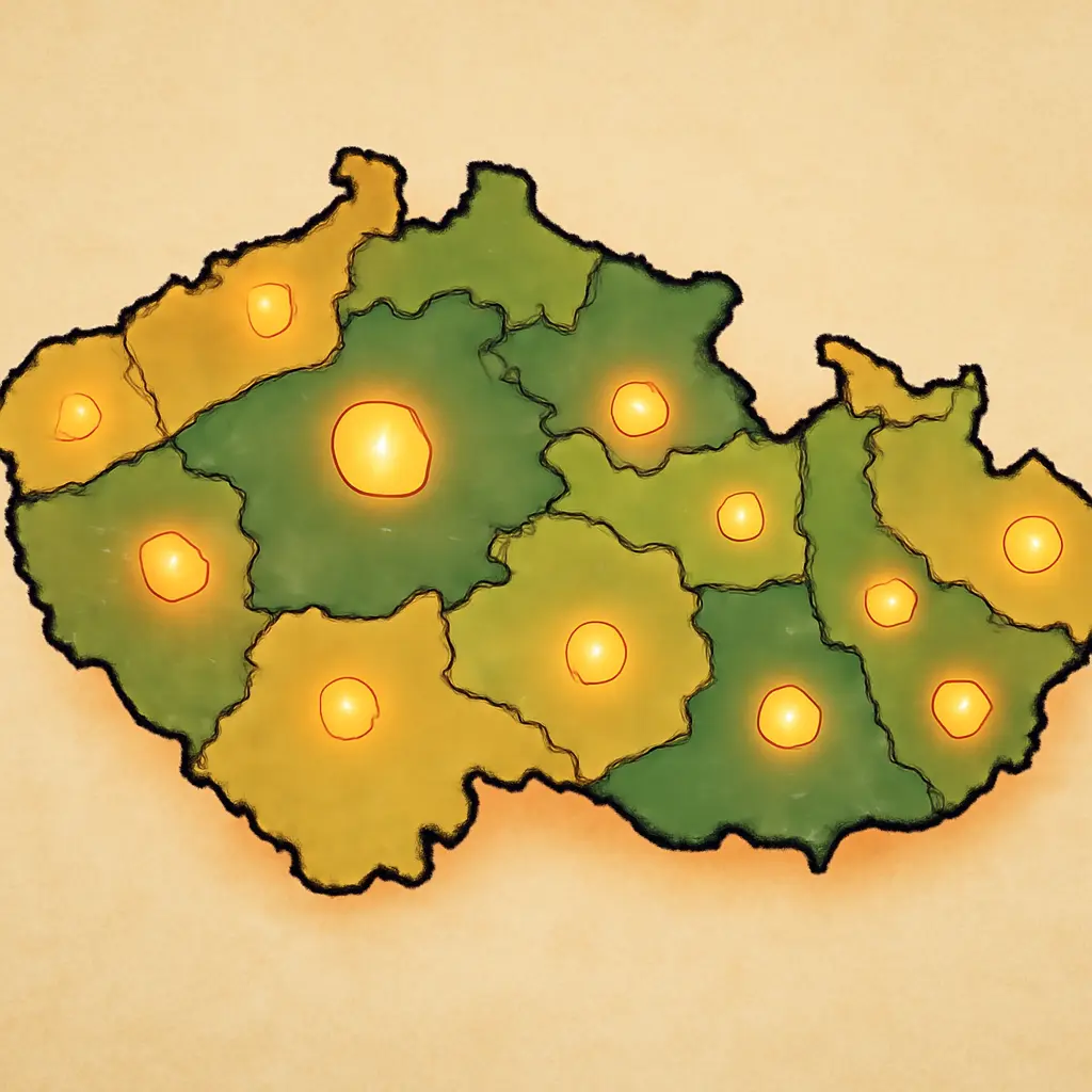 Vizualizace rozmístění venkovských tržních příležitostí na mapě České republiky