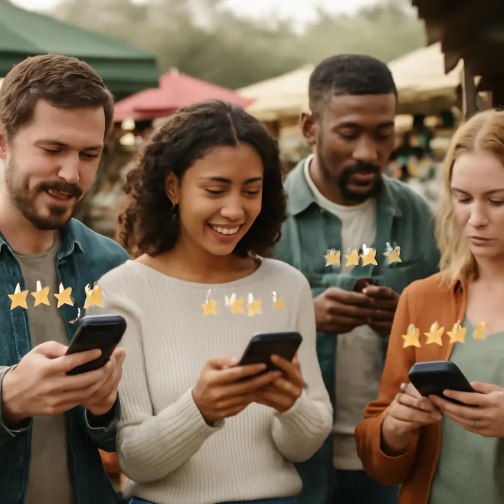 Zákazníci hodnotí produkty na mobilu