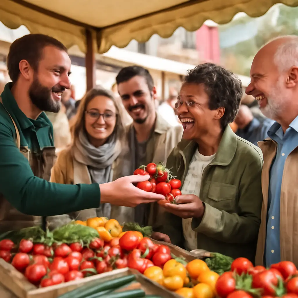 Místní zákazníci Zákazníci vybírají produkty od prodejců na trhu