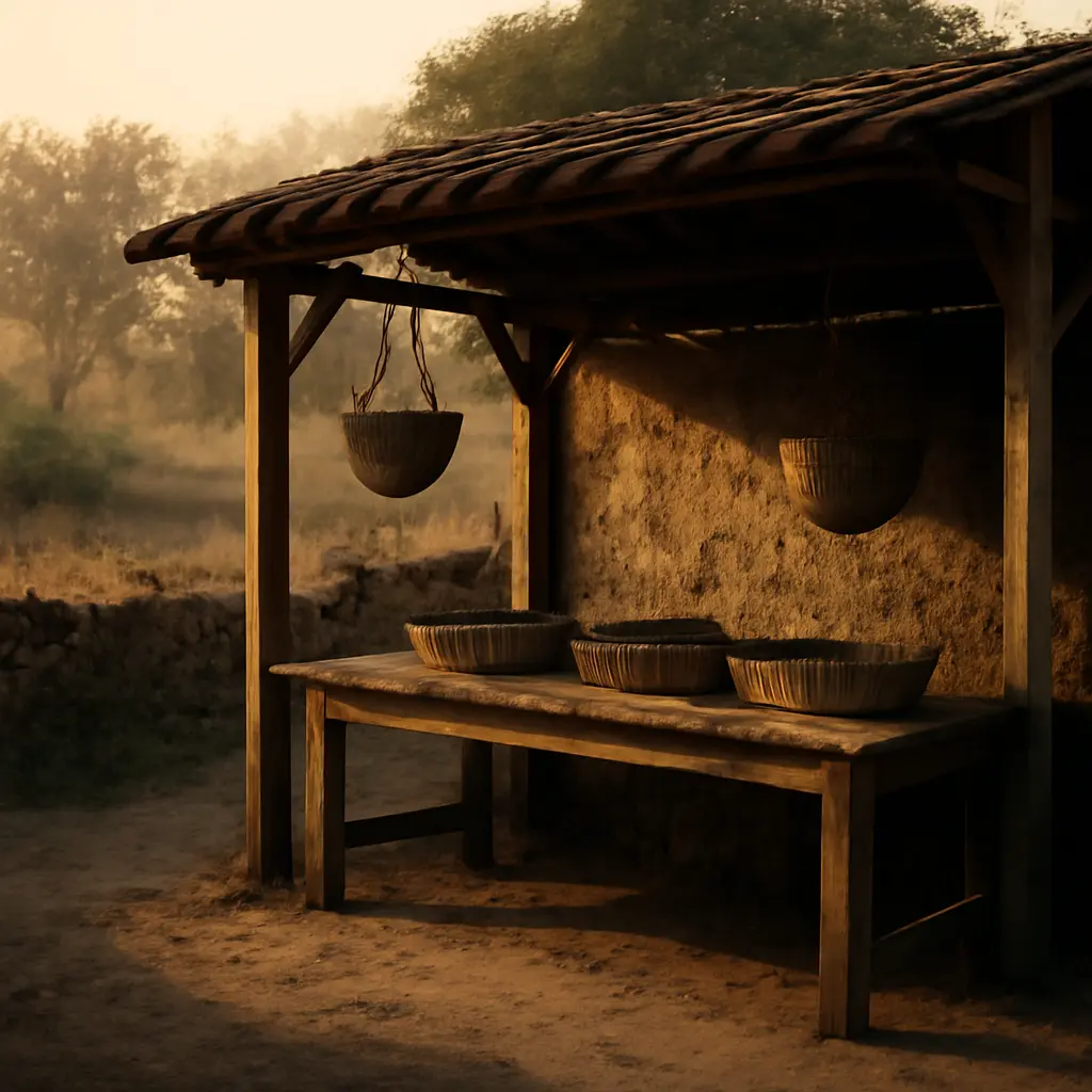 Prázdný stánek na českém venkovském trhu