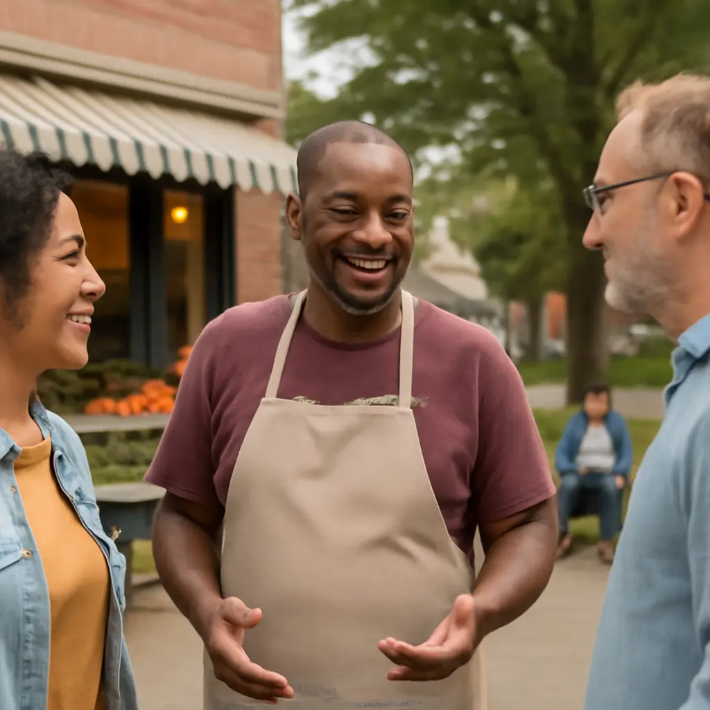 Místní setkání a komunikace mezi podnikatelem a zákazníky