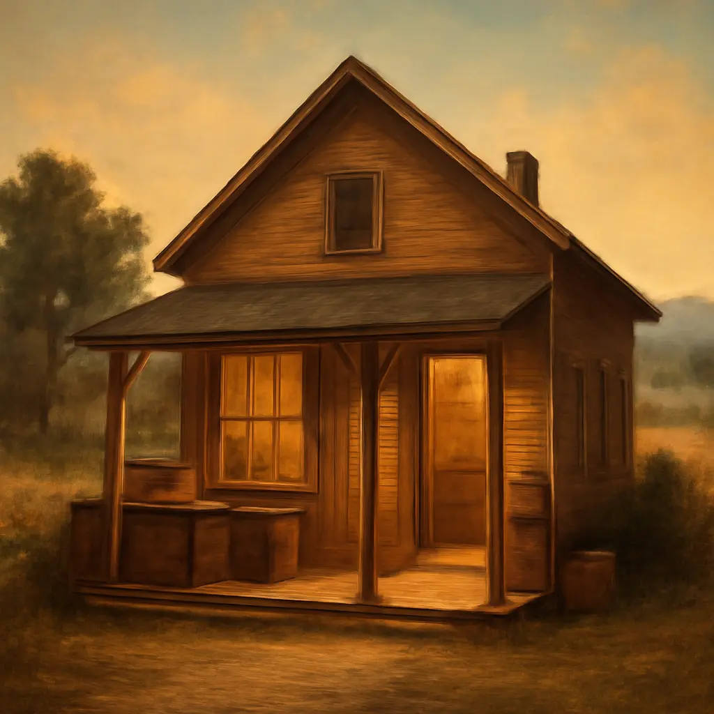 Malý venkovský obchod s venkovskou scenérií